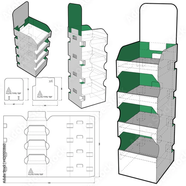 Obraz Box for Display Stand and Die-cut Pattern
