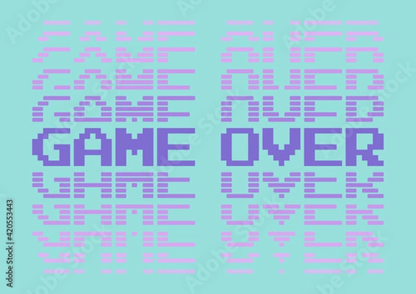 Obraz An aqua, pink and purple GAME OVER retro vaporwave style typographical graphic illustration