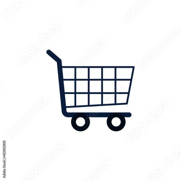 Fototapeta ecommerce shopping Cart icon in color icon, isolated on white background 