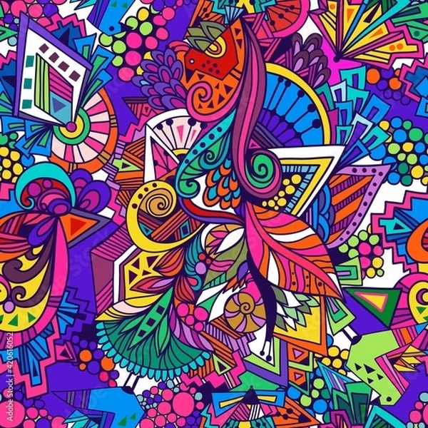 Obraz Vector Stylish Seamless Texture . Endless background. Ethnic seamless pattern. Vector backdrop. Bright pattern. Summer template. Can be used for wallpaper, web page background.