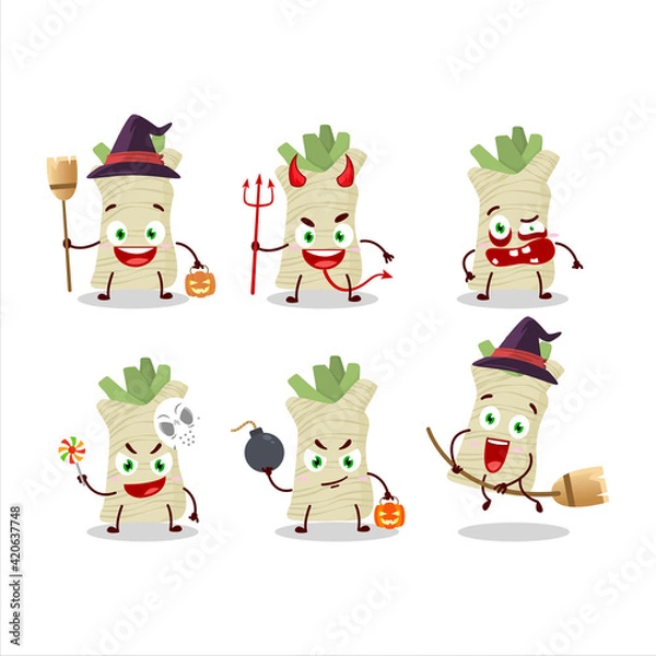 Obraz Halloween expression emoticons with cartoon character of horseradish