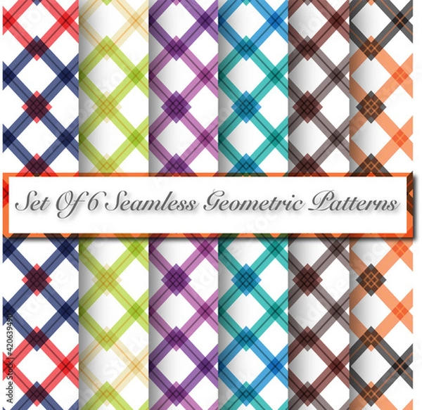 Fototapeta Set of 6 Seamless Geometric Patterns