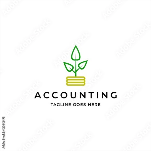 Fototapeta accounting money growth logo icon vector template
