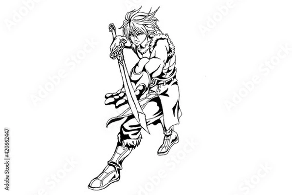 Fototapeta ファンタジーの戦士の塗り絵