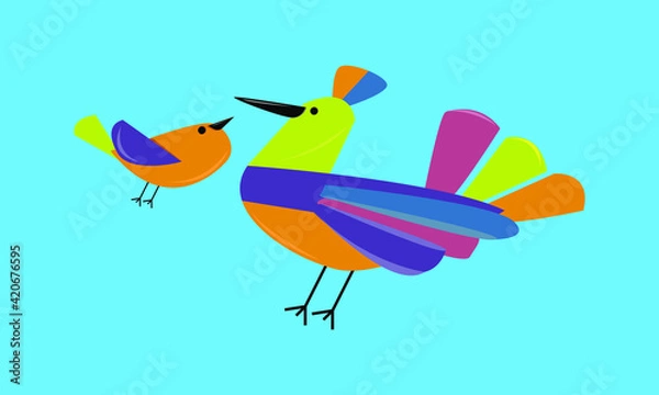 Obraz Pastel color ilustration of two birds