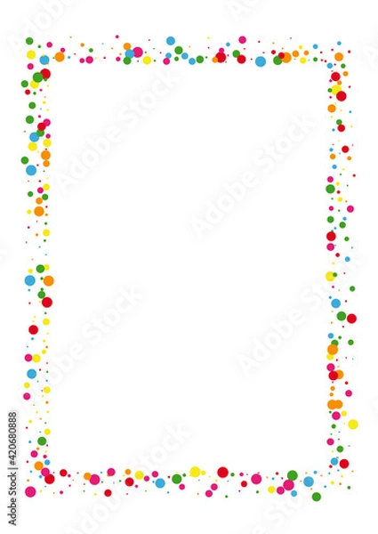 Obraz Multicolored Dot Fun Background. Confetti Celebration Texture. Yellow Color Circle. Red Abstract Round Illustration.