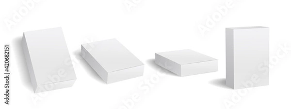 Obraz Packaging box mockup vector set, 箱のモックアップ