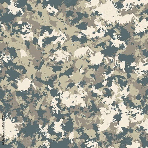 Fototapeta Khaki camouflage fabric. Seamless vector pattern.