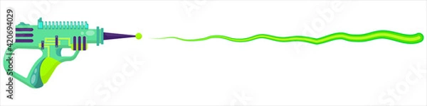 Fototapeta vector blaster fires. A bright beam from a blaster. energy weapons for the aliens. bright color gun for game design.