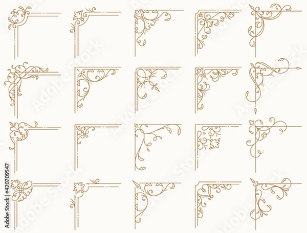 Obraz Vintage corners set. Vector decorative elements.