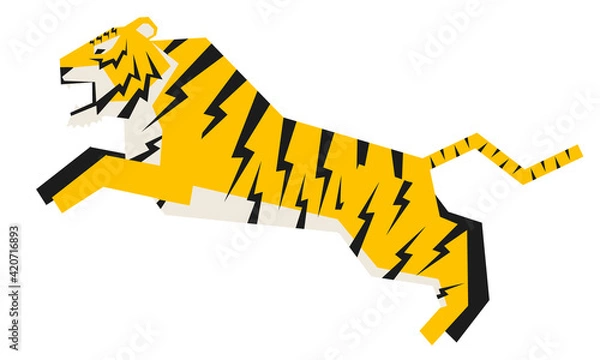 Fototapeta シンプルなデザインのジャンプする虎のベクター イラスト