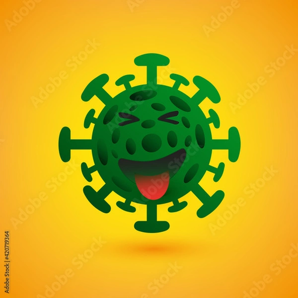 Obraz Mischievous Coronavirus Emoji -  Emoticon on Yellow Background - Vector Design