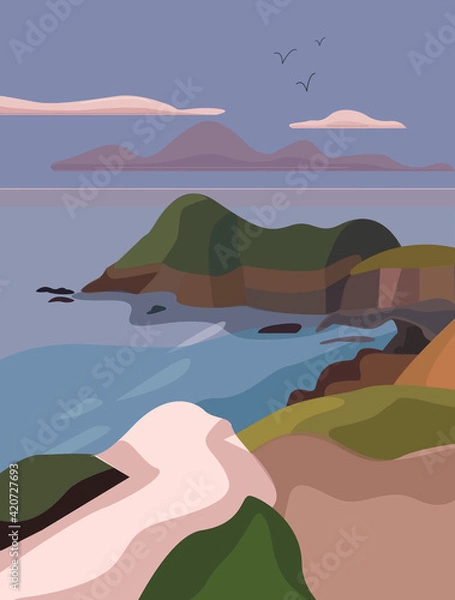 Obraz Green hills above the sea