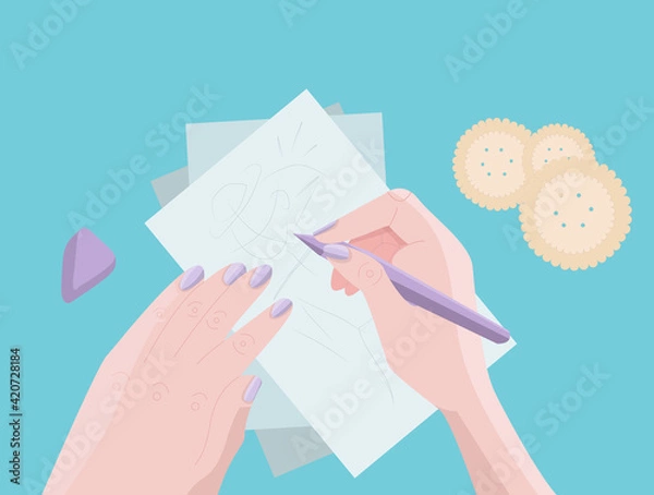 Obraz Hands that draw a sketch