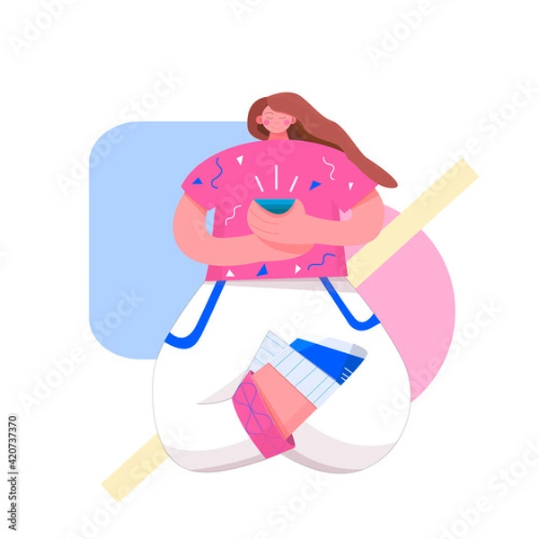 Obraz The girl who sits with a phone in her hands