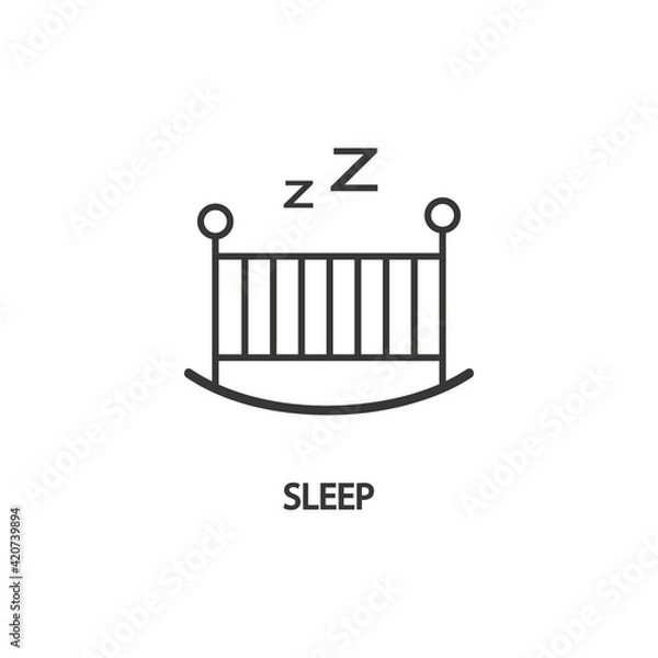 Fototapeta Sleep icon or logo in modern line style. High quality black outline pictogram for web site design and mobile apps. Vector illustration on a white background.