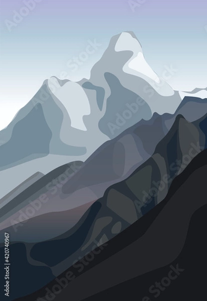 Obraz Vector illustration of snowy mountains