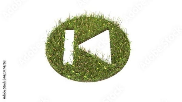 Fototapeta 3d rendered grass field of symbol of previous isolated on white background