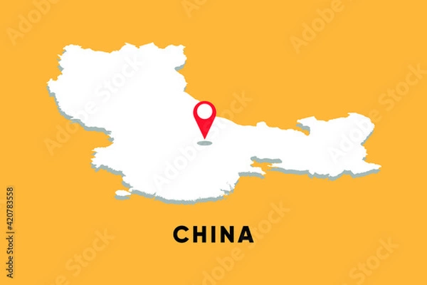 Fototapeta  china Isometric map with location icon vector illustration design