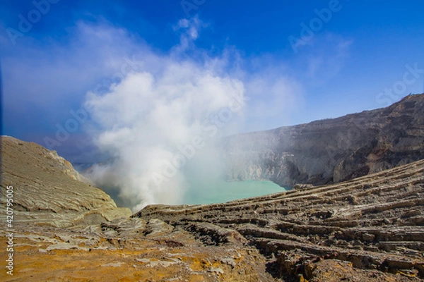 Fototapeta Ijen Crater landscape from the crater in the Banyuwangi Regency of East Java, Indonesia 