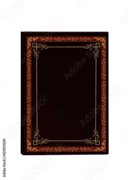 Fototapeta vector graphics mockup book in hardcover brown relief with gold figured embossing