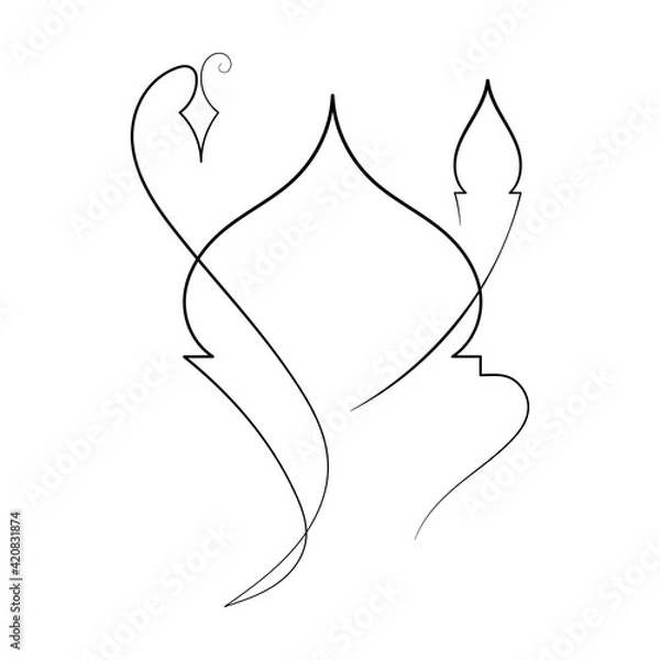 Fototapeta Vector Illustration of Islamic Mosque Line Art Drawing. Good for Greeting Card, Cover, Poster, Banner, Invitation, and others.