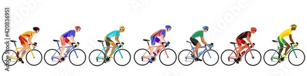Obraz A group of cyclists moving in sequence.