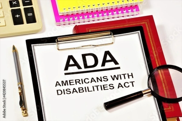 Fototapeta Americans with Disabilities Act. A text label in the program's working folder. Prohibition of discrimination against people with disabilities.