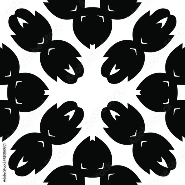 Fototapeta Geometric vector pattern with triangular elements. Seamless abstract ornament for wallpapers and backgrounds. Black and white patterns.