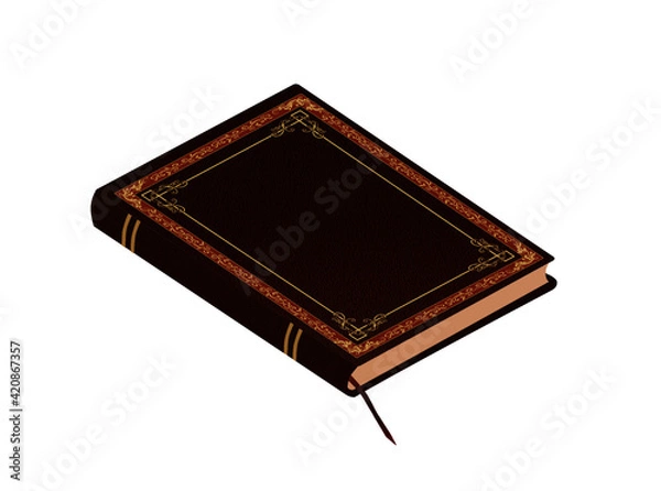 Fototapeta vector graphics mockup book in hardcover brown relief with gold figured embossing
