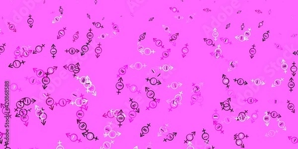 Fototapeta Light Pink vector pattern with feminism elements.