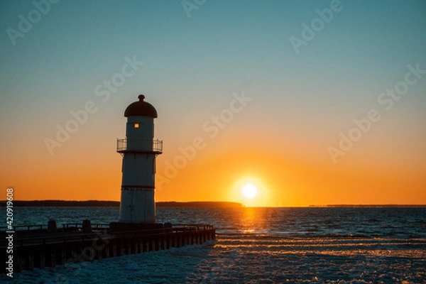 Fototapeta lighthouse at sunset