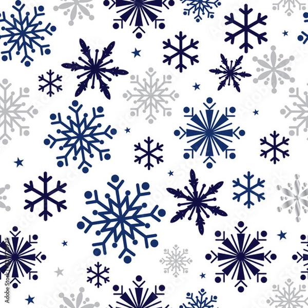 Fototapeta Seamless pattern with snowflakes background