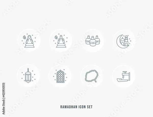 Fototapeta Ramadan Icon Set Islami Theme