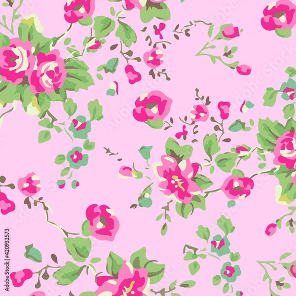 Fototapeta Floral seamless pattern  For textile, wallpapers, print, wrapping paper. Vector stock illustration.