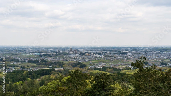 Fototapeta 平地が広がる白銀平展望台からの風景（奥武蔵自然公園）／物見山（埼玉県日高市）