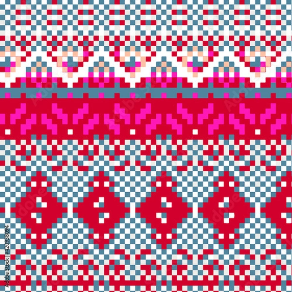 Fototapeta Nordic pattern illustration vector. New Year or winter design. Sweater ornaments for scandinavian pattern. Vector illustration.