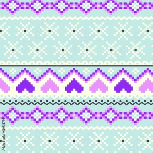 Fototapeta Nordic pattern illustration vector. New Year or winter design. Sweater ornaments for scandinavian pattern. Vector illustration.