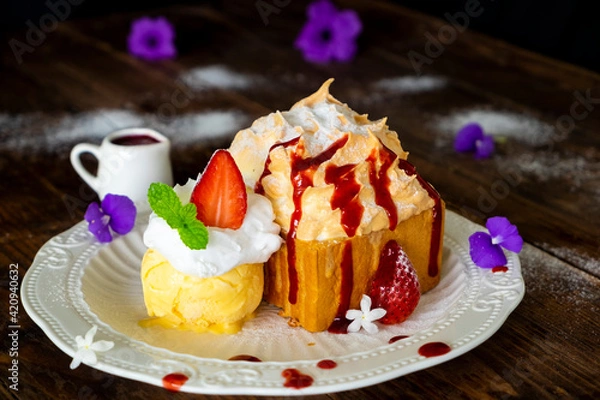 Obraz Cakes, sweets, pancakes and cream