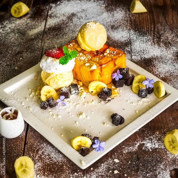 Obraz Cakes, sweets, pancakes and cream