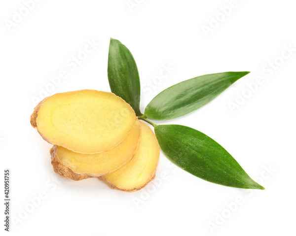 Obraz Fresh ginger on white background