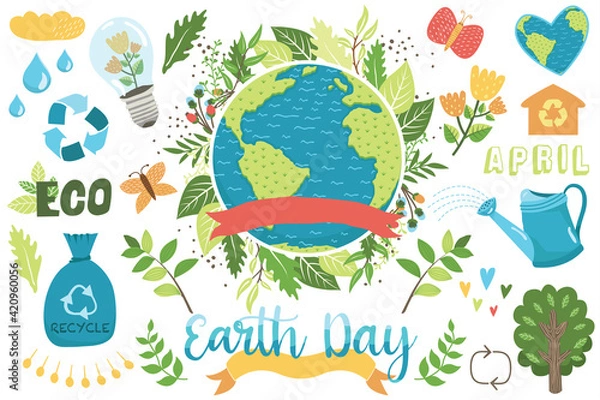 Fototapeta Happy Earth Day Collections Set