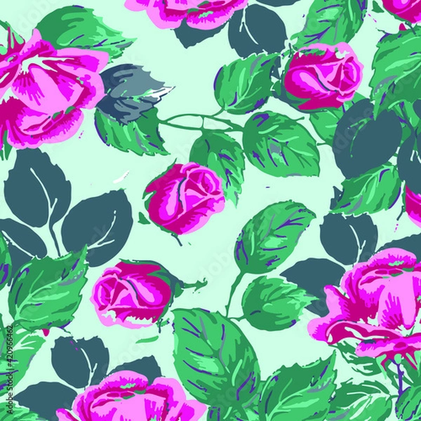 Fototapeta Floral seamless pattern For textile, wallpapers, print, wrapping paper. Vector stock illustration.