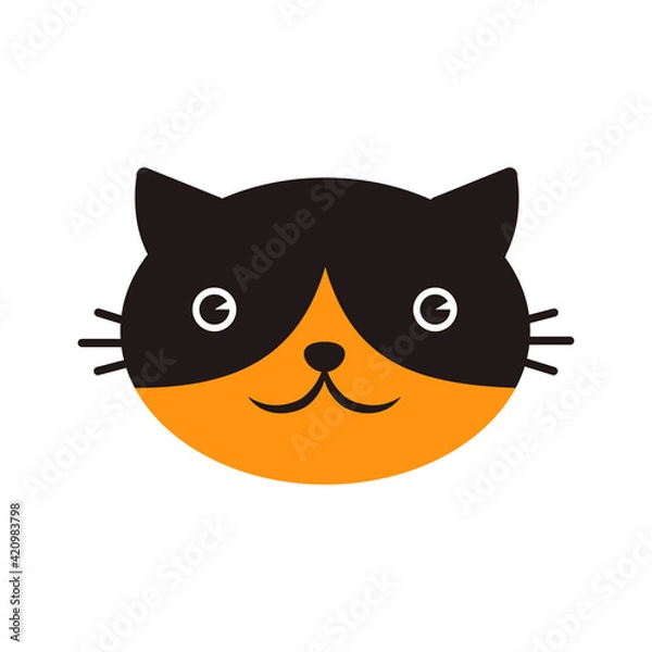 Obraz Cat Face Simple Image On A White Background. Orange Kitten. Cat Logo Or Icon.