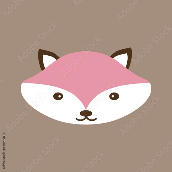 Obraz Fox Face Simple Image. Little Fox Face Picture For Kids Room Decoration Or Decor. Fox Simple Sticker, Logo Or Icon.