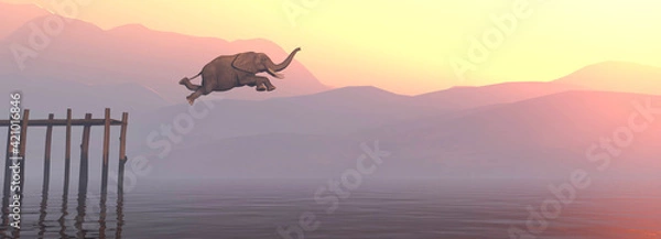 Fototapeta Jump elephant