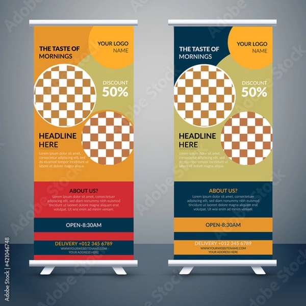 Obraz Restaurant Food Rollup Banner Design Template In This Year