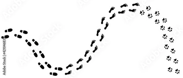 Obraz Traces on a white background. Footprints. Human feet