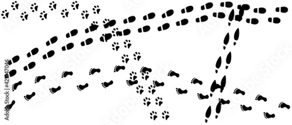 Obraz Traces on a white background. Footprints. Human feet