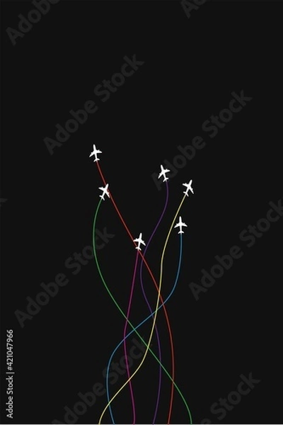 Fototapeta icons of planes.planes flying in different directions. icon of different ways.flight